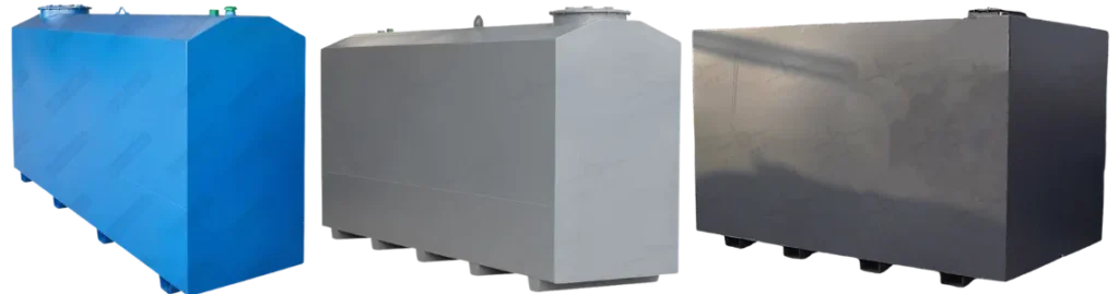 Bovengrondse mazouttank metaal – rechthoekige dubbelwandige stookolietanks van 4800 tot 19500 liter, geschikt voor binnen en buiten