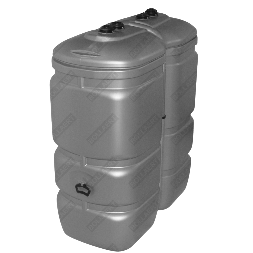 Bovengrondse stookolietank in grijze UV-proof kunststof – compacte dubbelwandige mazouttank voor buitenopstelling