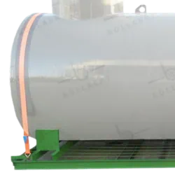 Metalen verankeringschassis met kunststof spanbanden voor ondergrondse mazouttank.