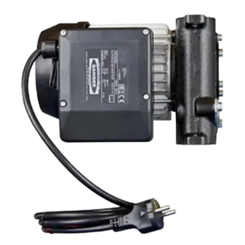 Detail van een zelfaanzuigende 220V dieselpomp, klaar voor installatie als standalone unit.