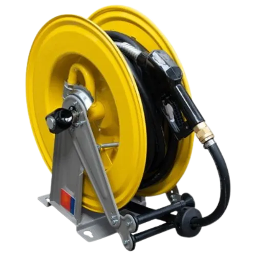 Darmoproller met automatisch oprolsysteem voor dieseltank, bevordert levensduur van de slang en zorgt voor ordelijk werken.