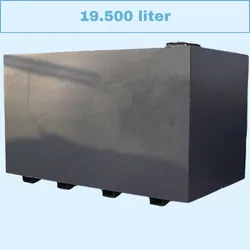 Dubbelwandige metalen stookolietank van 19.500 liter – industriële uitvoering met grote capaciteit.