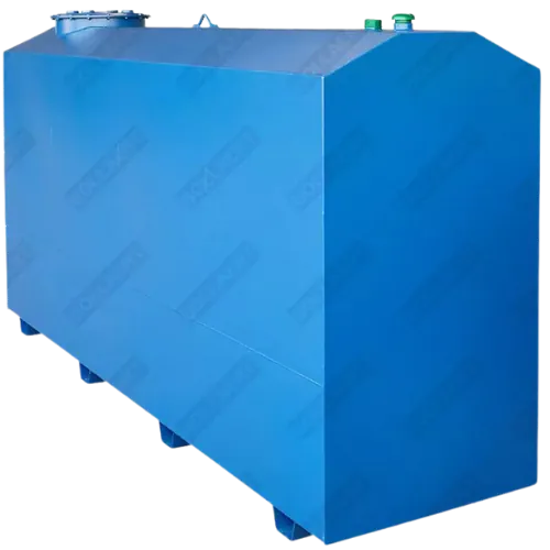 Rechthoekige bovengrondse metalen olie tank met grote opslagcapaciteit tot 4800 liter, ideaal voor industriële toepassingen en transportbedrijven.