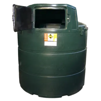 Groene bovengrondse mazouttank met open luik, conform de wetgeving mazouttank.